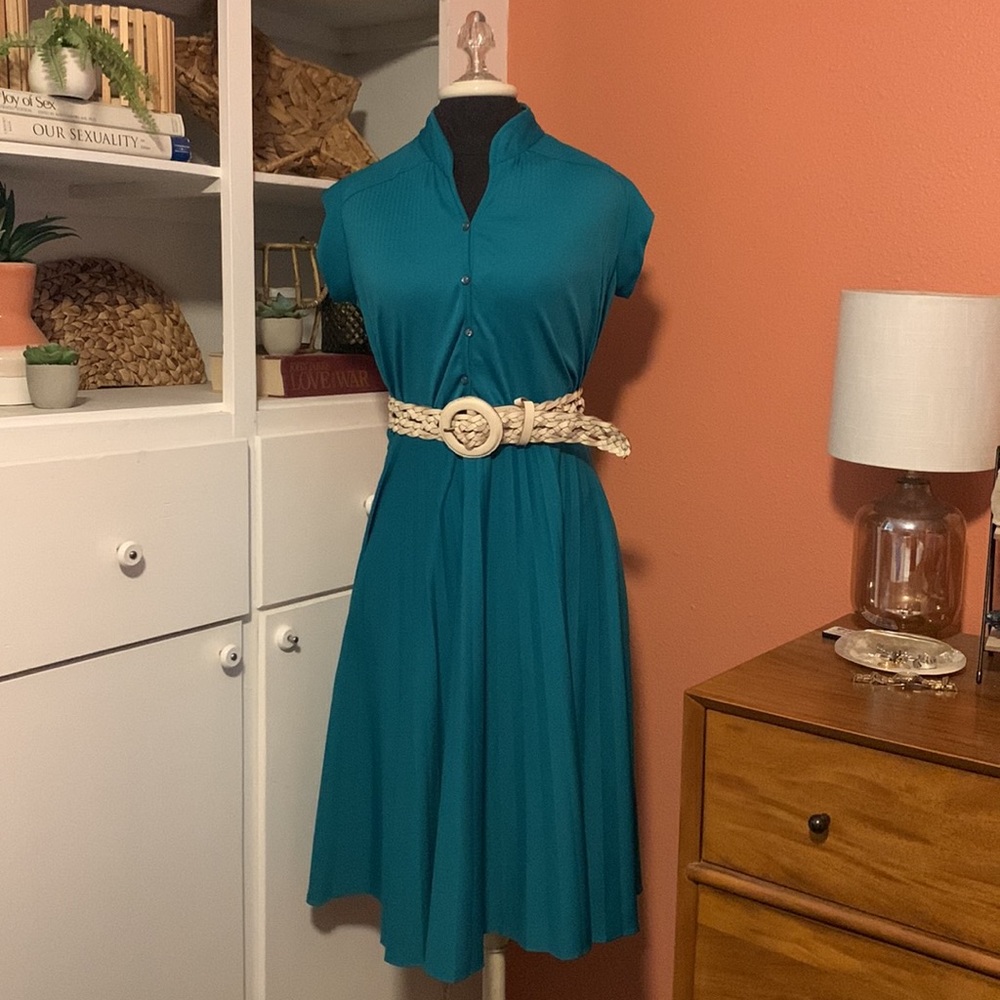 Vintage turquoise secretary dress